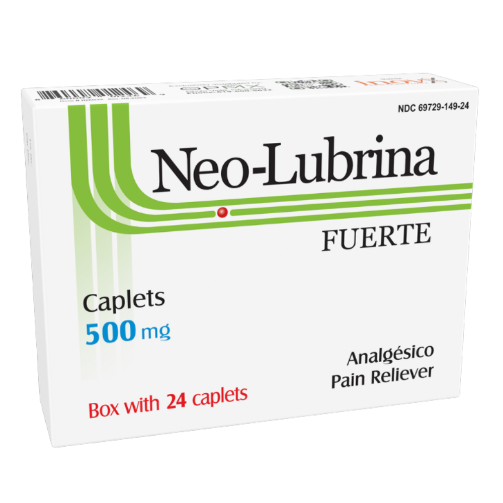 Neo-Lubrina Fuerte 24 caplets, Acetaminophen 500mg plus Caffeine 65mg pain reliever